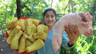 Pig Leg With Pickled Bamboo Shoot Recipe / Pig Leg Cooking / Cooking By Sreypov.