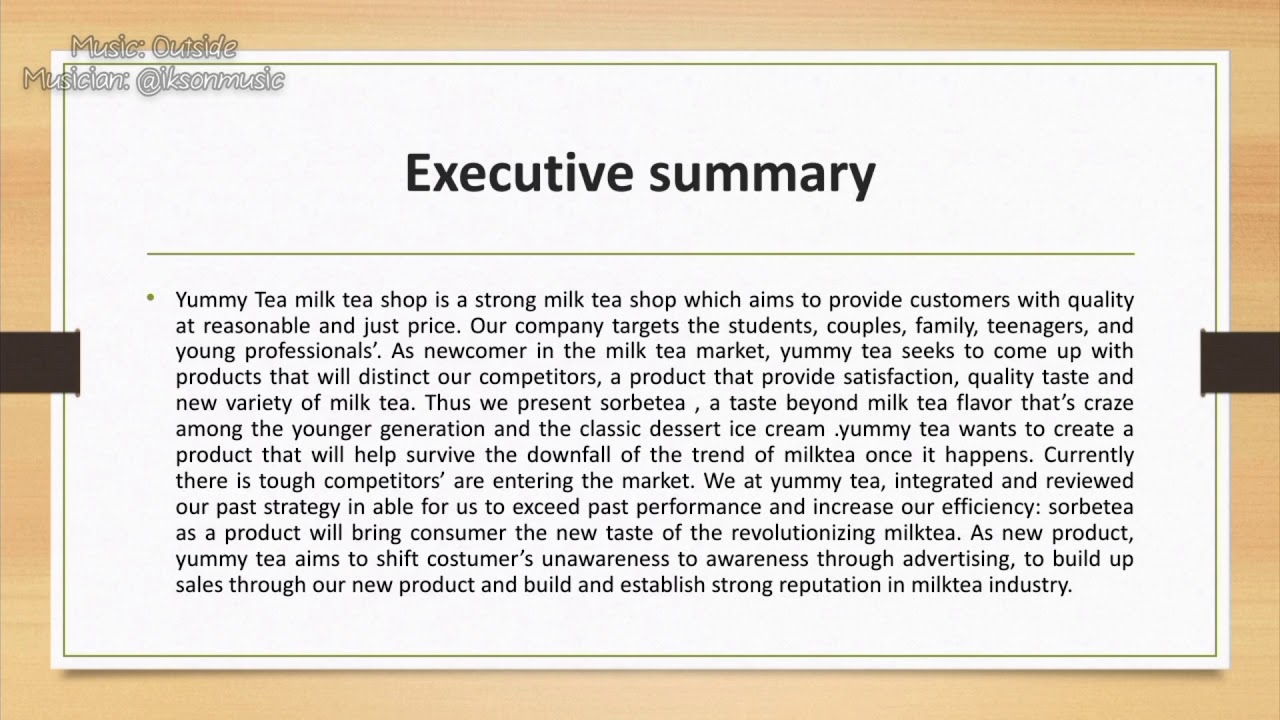 business plan introduction for milk tea