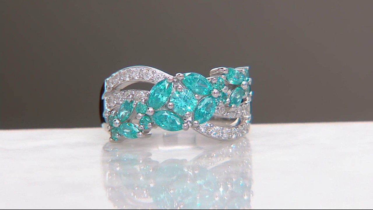 Diamonique and Simulated Apatite Band Ring, Sterling on QVC