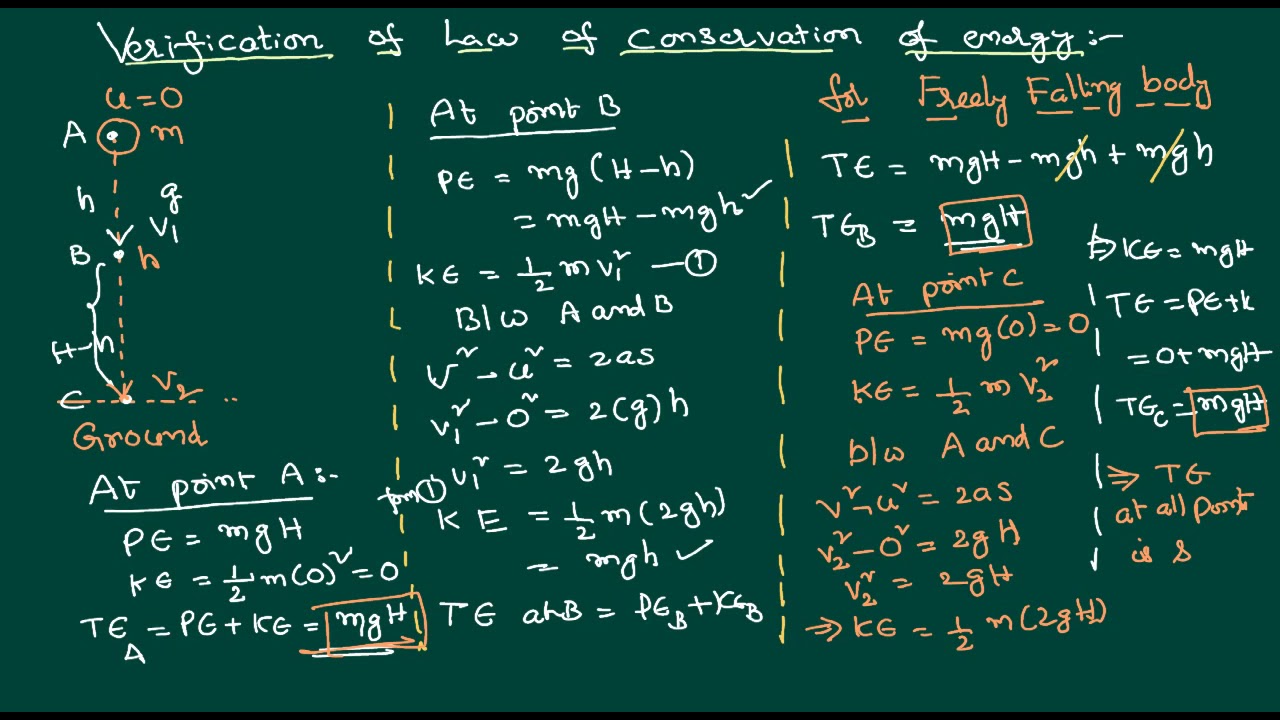 verification of law of conservation of energy freely falling body law of conservation of energy