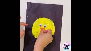 Puffy chick art for spring #viral #prek #preschool # #finemotorskills #craft #toddleractivities
