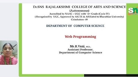 Lecture video series|Web programming|Ms.R.Vani|SNS Institutions 