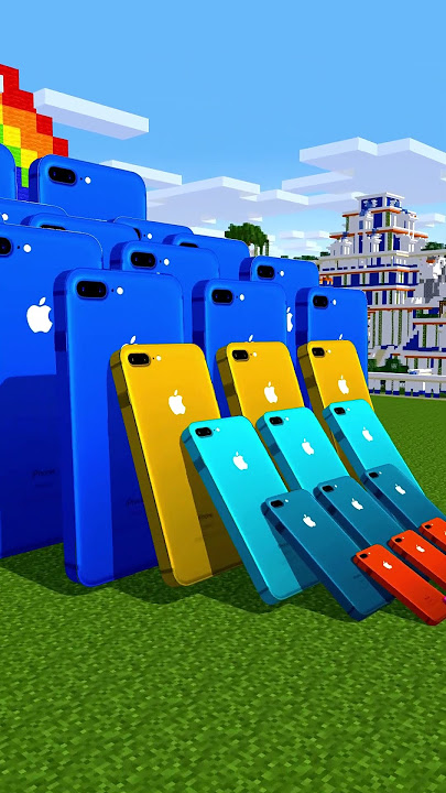 🌈 The Most Colorful iPhone Domino Ever! 💚💙💛 #Shorts