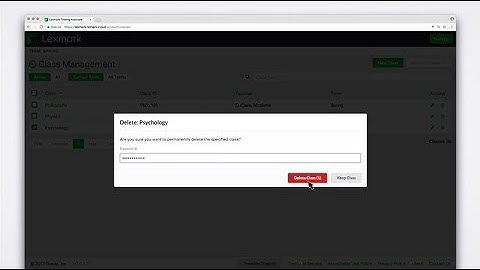 Lexmark Testing Assistant—Creating and deleting a class