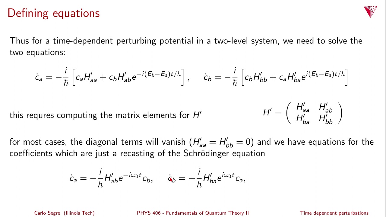 11.01 Time dependent perturbation theory