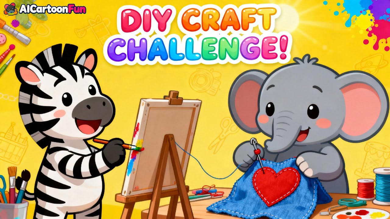 🎨🦓 Zoo Crew’s Colorful DIY Craft Challenge! 🐘🧵 | Fun & Creative Cartoon for Kids | 