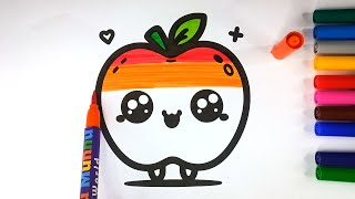 Simple Apple Painting & Coloring Page Marker Pen for Kids & Toddlers | Chunnu Munnu Kids World