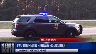 Two Injured in Highway 45 Accident in Clarke County MS