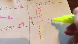 Subtracting Integers Using Zero Pairs