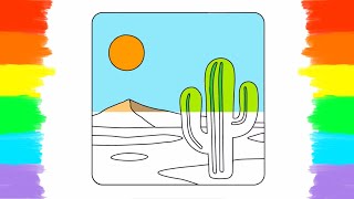 How to Draw and Color Desert丨 Coloring Page 🎨🏜️
