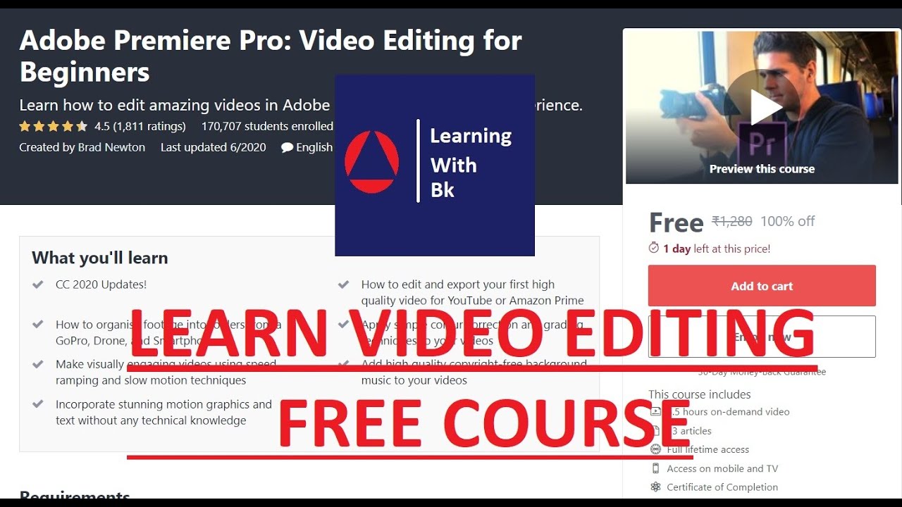 Free Course : Adobe Premiere Pro: Video Editing for Beginners - YouTube