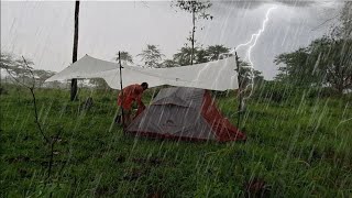 SOLO CAMPING IN HEAVY RAIN • CAMPING WITH THUNDER • 2 DAY CAMPING RELAXING RAIN SOUND• ASMR