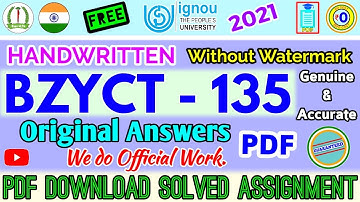 BZYCT 135 Solved Assignment 2020-21 IGNOU PDF Download | Physiology And Biochemistry Assignment 2021