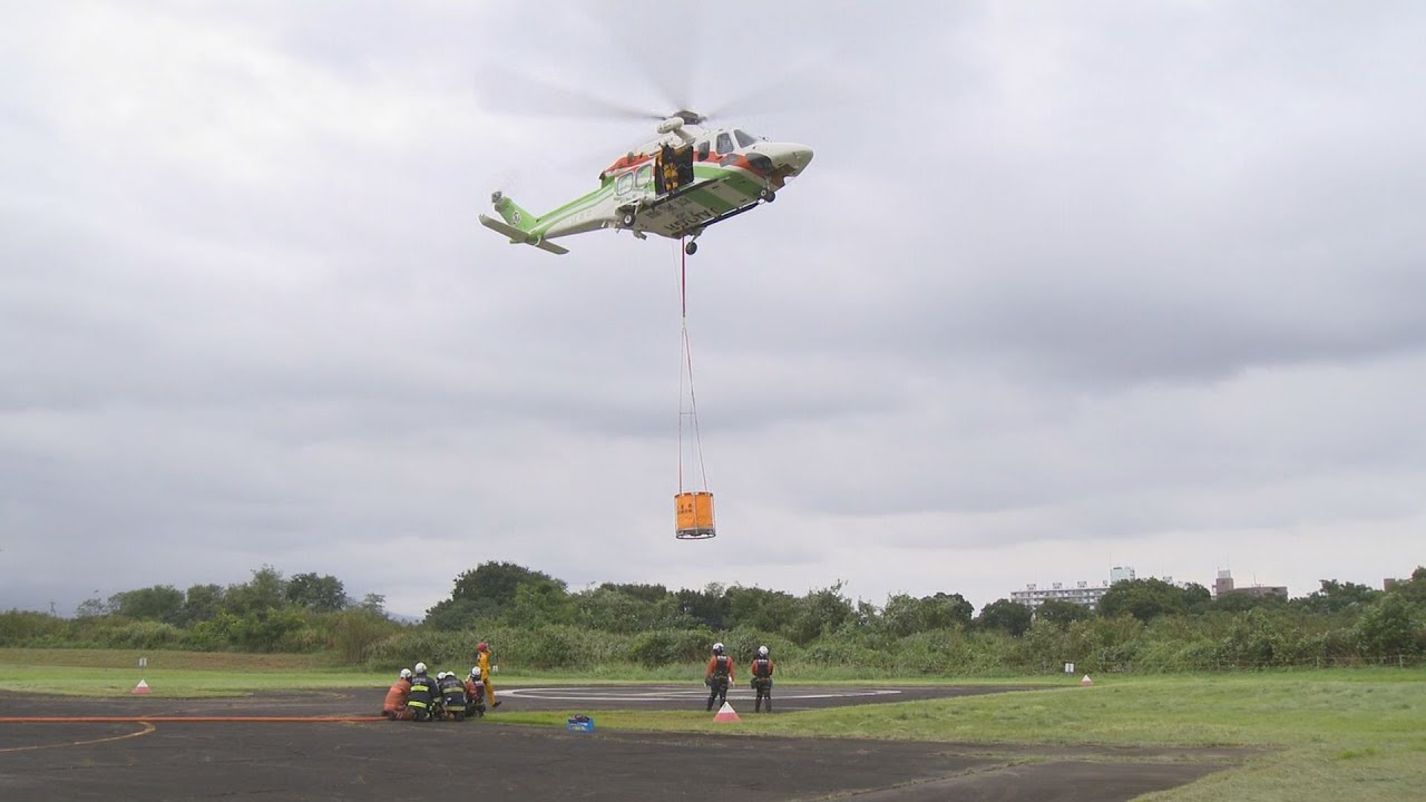 Joint drill using disaster prevention helicopter in preparation