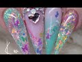 Glitter Acrylic Nails| Reverse French| Nail Ideas