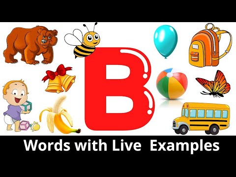 Words that start with B with live examples, Alphabet words