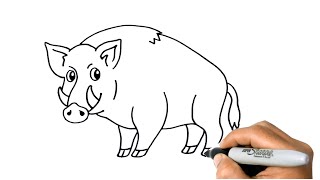 How To Draw A Boar Easy Step By Step Drawing Forest Animals