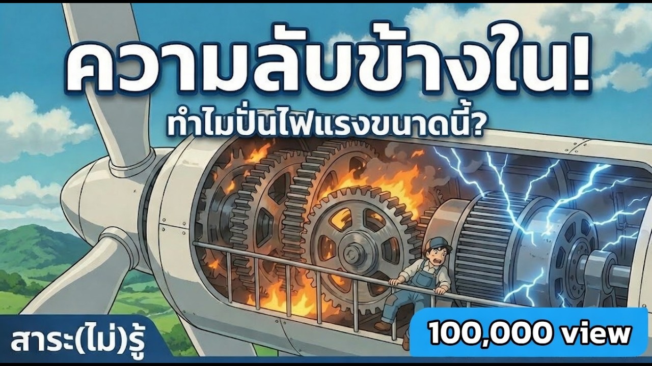กังหันลมยักษ์ หมุนช้าแค่นี้... ผลิตไฟได้ไง? (เฉลยความลับ 300 กม./ชม.!) | สาระ(ไม่)รู้