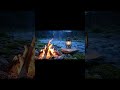 4K Cozy Campfire by the River ❄️ Snowing Outside & Crackling Fire Sounds for Insomnia