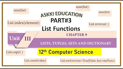 💥12th Computer Science - Chapter 9 | List Functions in Python | Part#3