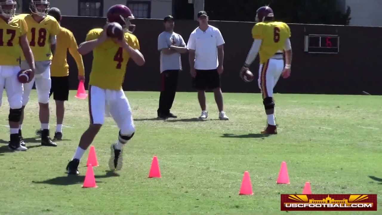 USC fall camp quarterback drills from 8/7 YouTube