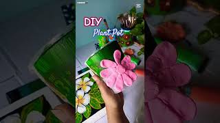 Making a plant pot using discarded noddles cap and clay 🍀 #wallpots #shortvideo #shortsfeed #diy