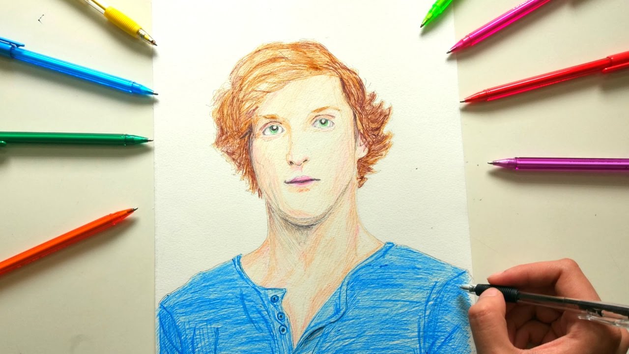 Logan Paul Drawing with ballpoint pen - YouTube