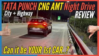2026 Tata Punch CNG AMT Night drive Review🔥 | REAL WORLD PERFORMANCE EXPOSED⚠️ | All Lights in DARK