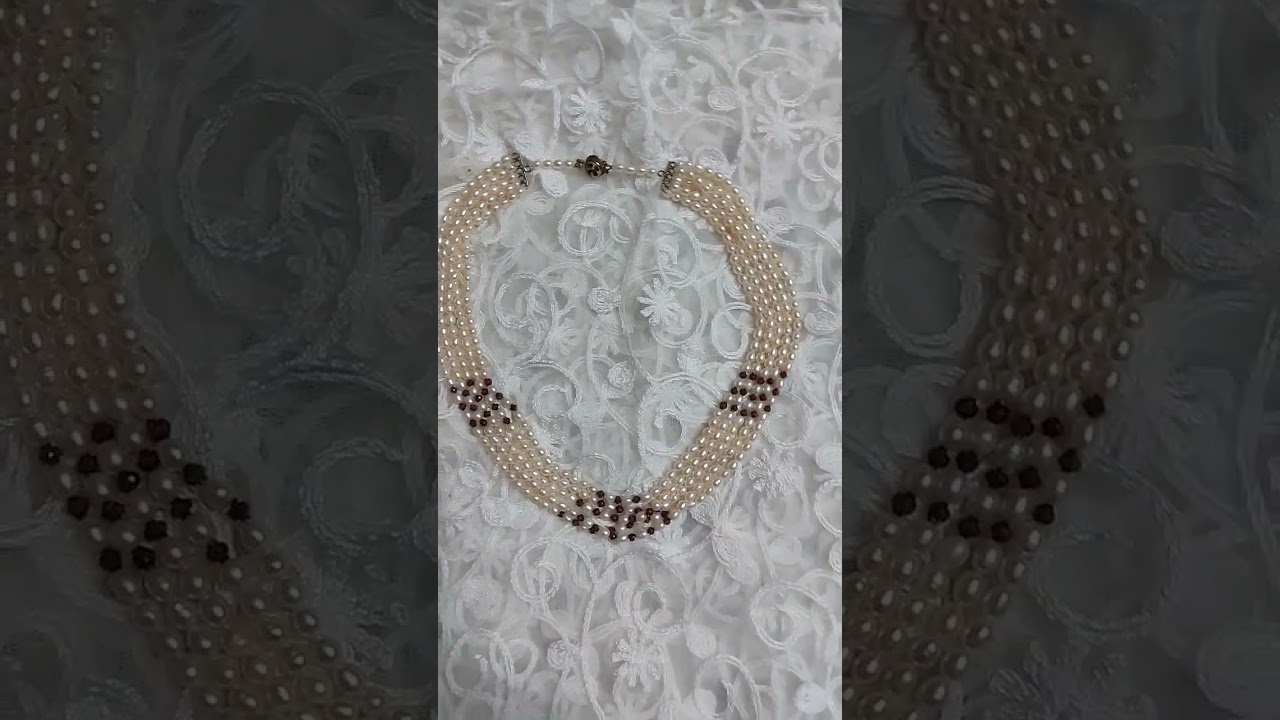 Handmade pearl and ruby necklace#14