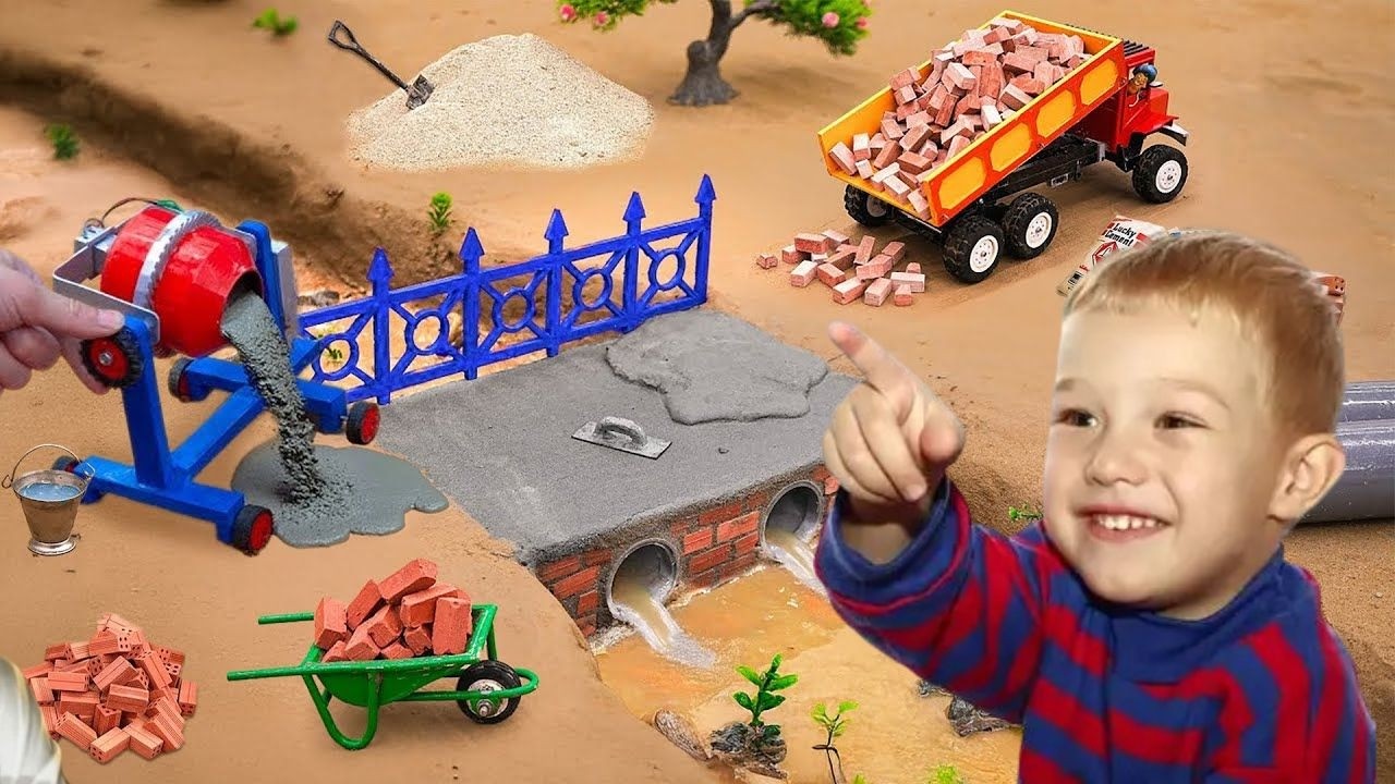 Did a big load Truck collapsed bridge  DIY mini brick bridge building science project using plumbing