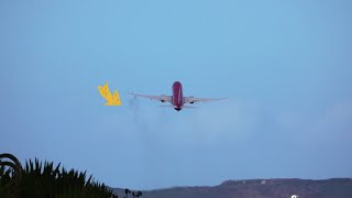 BOEING 737-86J Tui Fly FUEL LEAKING on take-off Madeira Airport