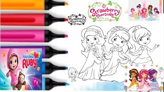 COLORING STRAWBERRY SHORTCAKE PRINCESS COLORING BOOK PAGE  BY COLOR WITH RAINBOW RUBY. screenshot 3