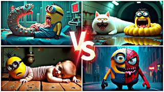 MINION WORM 🆚️ KITTEN & MINION WORM 🆚️ SPIDERMINION 🆚️ BABY & MINION WORM|TILES HOP