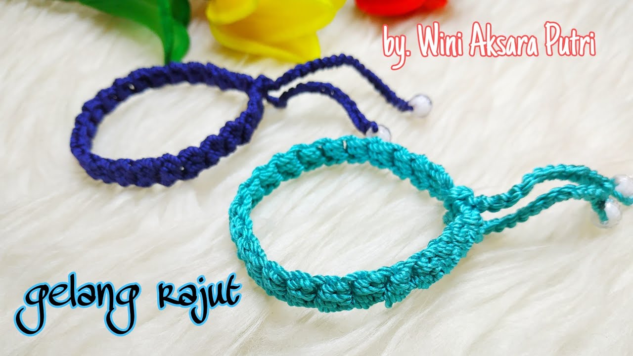 #2 GELANG DARI BENANG RAJUT // BRACELET FROM KNITTING YARN - YouTube