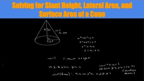 Solving for Slant Height, Lateral Area, Surface Area of a Cone