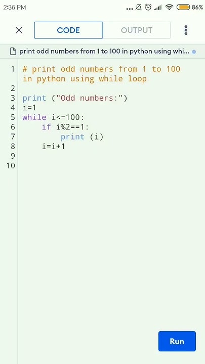 print odd numbers from 1 to 100 in python using while loop. #shorts # ...