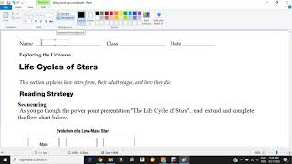 How to use program Paint to edit a jpeg, jpg, png, bitmap picture worksheet