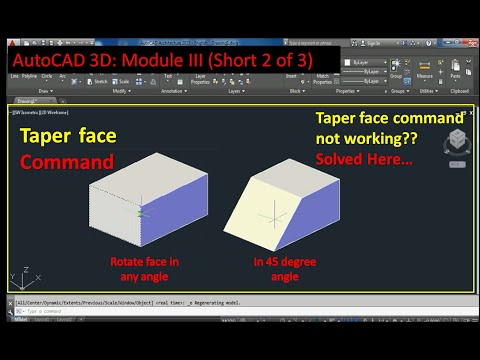 How to Rotate Any Face of a Solid Object or Use the Taper Face Command in AutoCAD