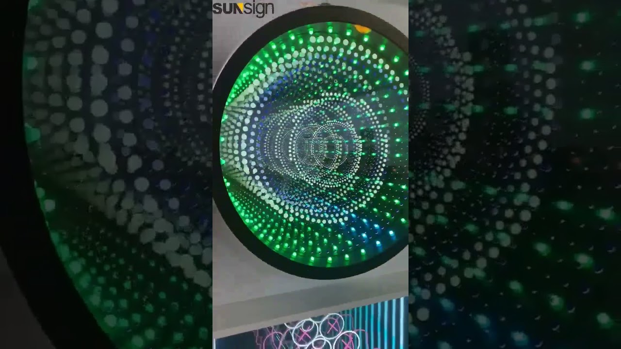 6.5" Round Infinity Mirror Light -Black, Wall Mounted, Color