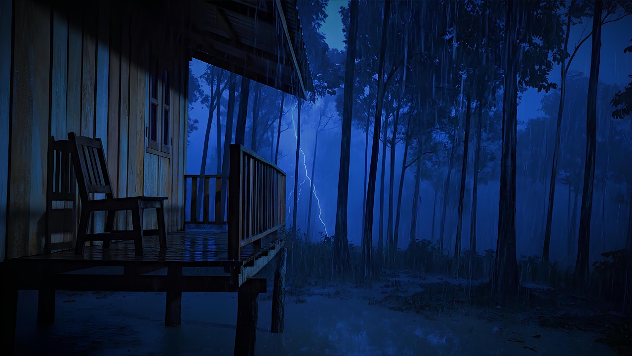 Heavy Rain & Thunder at Forest Cabin 🌧️⚡ | Fall Asleep Fast, Deep Sleep Sounds