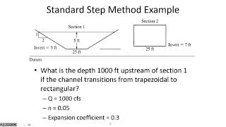 Standard Step Method for GVF and calculating unknown depth - CE 331, Class 37 (12 Apr 2023)