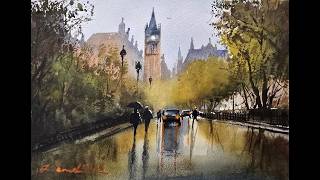 Download Lagu How to paint a Rainy London Street in Watercolor (Step by Step) MP3