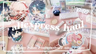 aesthetic, cute aliexpress haul ♡🌼stationary, pen organization, anime posters, genshin merch, decor