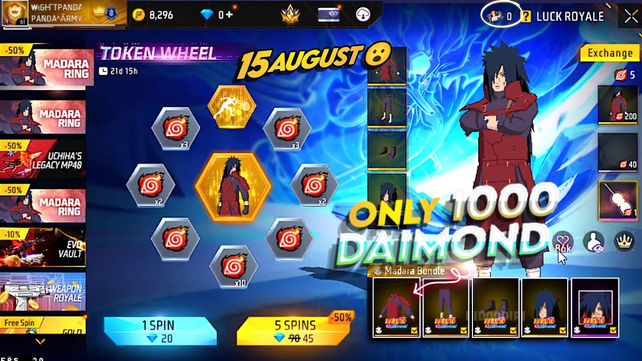 MADARA RING EVENT FREE FIRE, MADARA BUNDLE SPIN FF, FF NEW EVENT, FREE FIRE NEW EVENT TODAY 