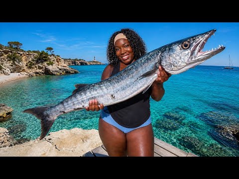 Cliff Fishing Turned Into A Barracuda Catch & Cook!