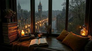 Where the City Lights Glow Through the Autumn Rain | Victorian London Ambience | Dark Academia