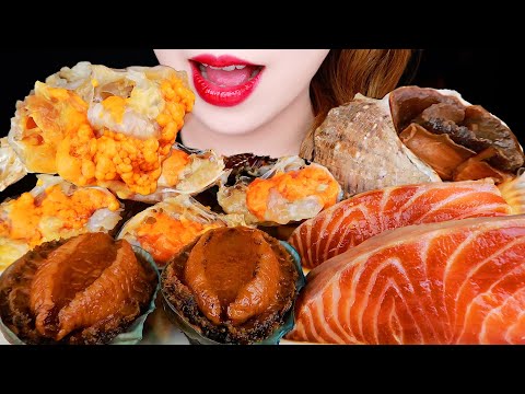 ASMR SOY SAUCE MARINATED CRAB, ABALONE, CONCH, SALMON MOST POPULAR FOOD 먹방EATING SOUNDS MUKBANG 咀嚼音