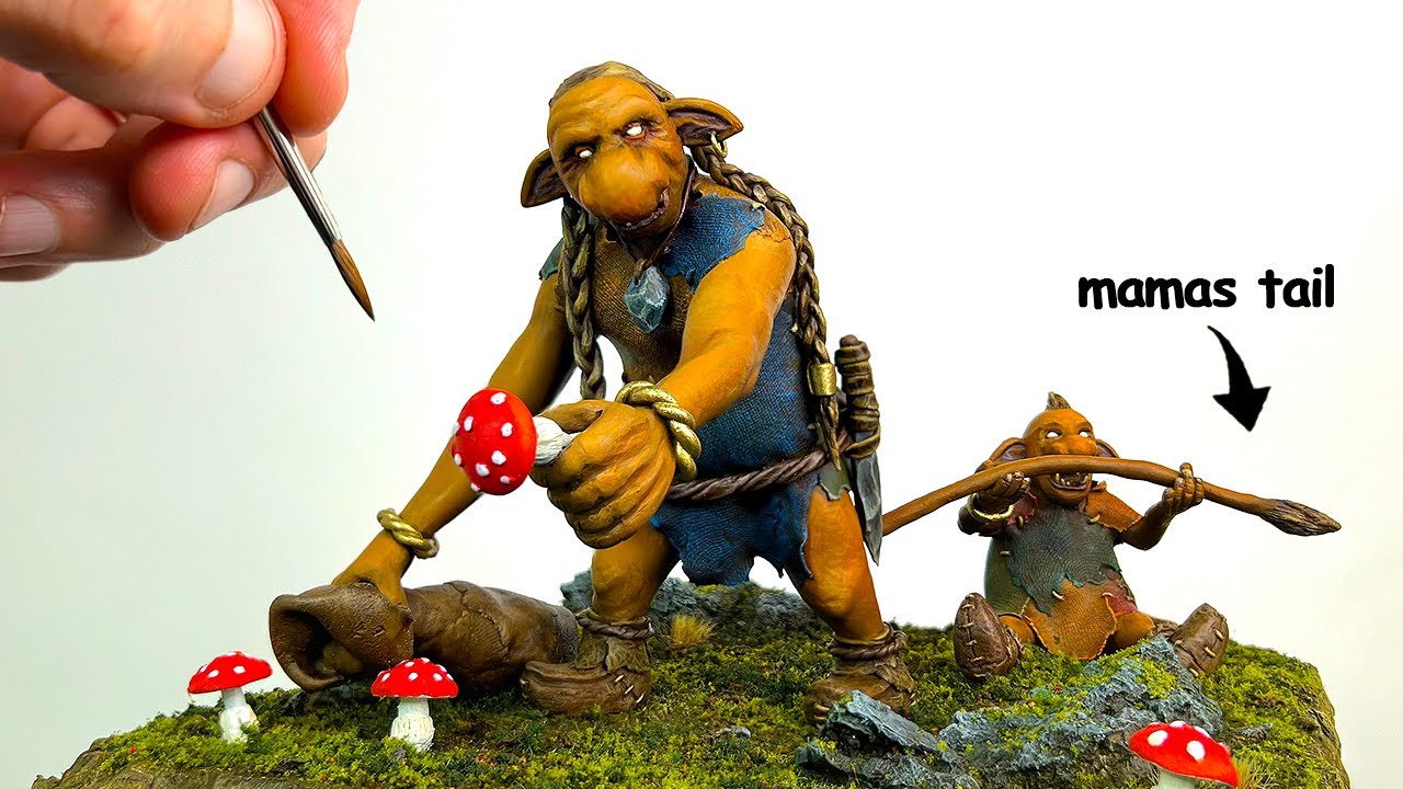 Baby troll love mama's tail more than mushrooms