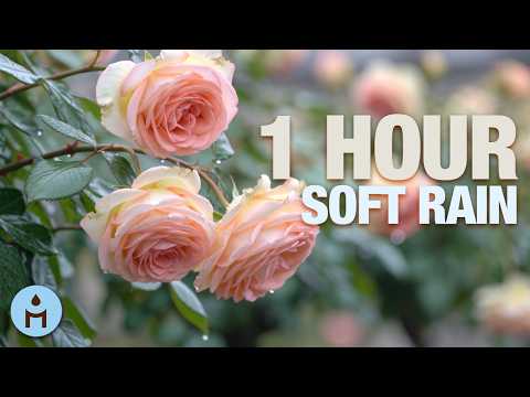 🌿 Soft Rain in Garden 1 HOUR of Calm Rain on Flowers & Leaves 🌿