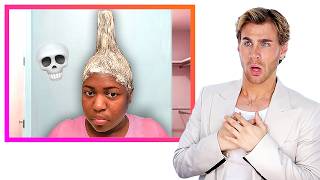 Hairdresser Reacts To Chaotic Home Relaxer Videos screenshot 3